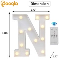 Pooqla Led Marquee Letter Lights Alphabet Light Up Sign With Timer Remote Control Dimmable For Wedding Home Party Bar Decoration - Rc - N