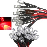 Ltvystore 3Mm 12V Red Led Pre Wired Prewired 7.87 Inch Lamp Light Bulb Prewired Emitting Diode + Black 3Mm Led Plastic Clip Holder Display Panel,Pack Of 60