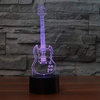 Superiorvznd 3D Novelty Guitar Led Night Light Remote Control Power Touch Table Desk Optical Illusion Lamps 16 Color Changing Lights Home Decoration Xmas Birthday Gift