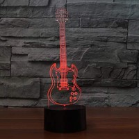 Superiorvznd 3D Novelty Guitar Led Night Light Remote Control Power Touch Table Desk Optical Illusion Lamps 16 Color Changing Lights Home Decoration Xmas Birthday Gift