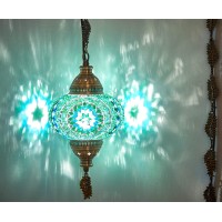 Demmex Plug In Pendant Light, Turkish Moroccan Mosaic Ceiling Hanging Pendant Light Fixture Lamp, 6.5