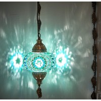 Demmex Plug In Pendant Light, Turkish Moroccan Mosaic Ceiling Hanging Pendant Light Fixture Lamp, 6.5