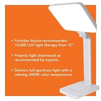 Theralite Aura Bright Light Therapy Lamp - 10,000 Lux Led - Sun Lamp Mood Light To Fight Low Energy And Sunlight Deprivation, White