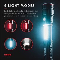 500 Lumen Cob Led Work-Light And Flashlight, Red Light Mode And Red Flashing Light Mode, 4X Adjustable Zoom, Magnetic Base, No Need To Buy Batteries Slyde King Is Rechargeable - Nebo 6726 Slyde King