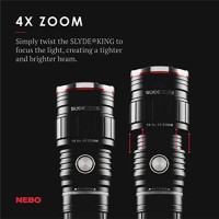 500 Lumen Cob Led Work-Light And Flashlight, Red Light Mode And Red Flashing Light Mode, 4X Adjustable Zoom, Magnetic Base, No Need To Buy Batteries Slyde King Is Rechargeable - Nebo 6726 Slyde King