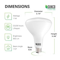 Sunco 48 Pack Br30 Led Bulbs Indoor Flood Lights 11W Equivalent 65W, 2700K Soft White, 850 Lm, E26 Base, 25,000 Lifetime Hours, Interior Dimmable Recessed Can Light Bulbs - Ul & Energy Star