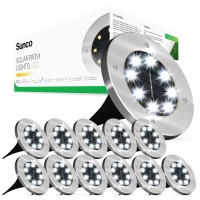 Sunco 12 Pack Solar Lights Outdoor Garden Led, Waterproof Landscape Pathway Light Fixture, Dusk To Dawn, Yard Patio Ground Lights, Deck, Cross Spike Stake, 7000K Diamond White