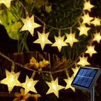 Windpnn Solar String Lights Outdoor, Solar Powered Star String Lights, 30Ft 50Led 8 Modes Waterproof Christmas String Lights For Gardens Patio Landscape Xmas Tree Decorations(Warm White)