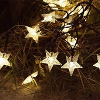 Windpnn Solar String Lights Outdoor, Solar Powered Star String Lights, 30Ft 50Led 8 Modes Waterproof Christmas String Lights For Gardens Patio Landscape Xmas Tree Decorations(Warm White)