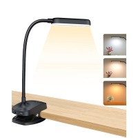 Colorlife Desk Lamp Battery Operated Rechargeable Clip On Reading Light Light Up To 100 Hrs Flexible Gooseneck Cordless Dimmable Lamp For Desk Bed Headboard Piano (Black)