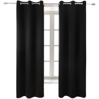 Wontex Blackout Curtains Room Darkening Thermal Insulated With Grommet Window Curtain For Bedroom, 42 X 84 Inch, Black, 2 Panels