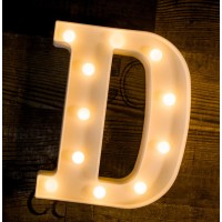 Foaky Led Letter Lights Sign Marquee Light Up Letters Sign For Night Light Wedding/Birthday Party Battery Powered Christmas Lamp Home Bar Decoration(D)