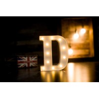 Foaky Led Letter Lights Sign Marquee Light Up Letters Sign For Night Light Wedding/Birthday Party Battery Powered Christmas Lamp Home Bar Decoration(D)