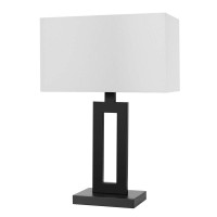 Globe Electric 67045 20 Table Lamp, Matte Black, White Linen Shade, Onoff Socket Rotary Switch, Reading Light, Home Essentials, Bedroom, Nightstands, Room Dacor, Dorm