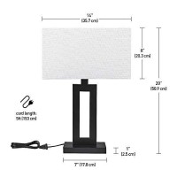 Globe Electric 67045 20 Table Lamp, Matte Black, White Linen Shade, Onoff Socket Rotary Switch, Reading Light, Home Essentials, Bedroom, Nightstands, Room Dacor, Dorm