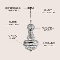 Jonathan Y Jyl6108A Regina 10 Crystalmetal Empire Led Chandelier Pendant Glam Contemporary Transitional Dimmable Adjustable Di