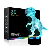 Night Lights For Kids Dinosaur 3D Night Light Lamp Wiscky 7 Led Colors Changing Touch Table Desk Lamps Decorative Lighting Pretty Cool Toys Gifts Birthday Holiday Xmas For Baby Nursery Toddler Friends