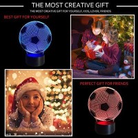 Wiscky Soccer Night Lights For Kids 3D Illusion Football Lights Lamp 7 Led Colors Changing Touch Table Desk Lamps Decorative Lighting Cool Toys Gifts Birthday Holiday Xmas Gifts Sports Theme Fans