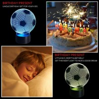 Wiscky Soccer Night Lights For Kids 3D Illusion Football Lights Lamp 7 Led Colors Changing Touch Table Desk Lamps Decorative Lighting Cool Toys Gifts Birthday Holiday Xmas Gifts Sports Theme Fans