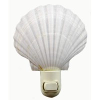 Florida Shells And Gifts Inc. Seashell Night Light Real White Scallop Shell Beach Decor W. On/Off Switch Beautiful Coastal Cottage