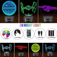 3D Star Wars Lamp -3 Patterns Night Light With Timing Remote Control And 16 Color Changing Decor Lamp, Star Wars Toys Birthday And Christmas Gifts For Boys Men Kids Fans