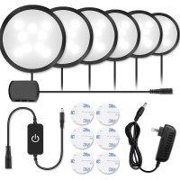 Newest Led Under Cabinet Lighting Kit, 1020 Lumens Led Puck Light, 5000K Daylight White, Cri90+, Touch Dimming, Black Trim All Accessories Included, For Kitchen, Closet Lights, Safe Light, 6-Pack