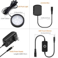 Newest Led Under Cabinet Lighting Kit, 1020 Lumens Led Puck Light, 5000K Daylight White, Cri90+, Touch Dimming, Black Trim All Accessories Included, For Kitchen, Closet Lights, Safe Light, 6-Pack