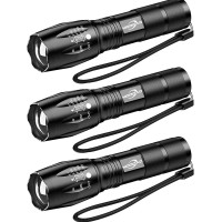 Modoao 3Pack Super Bright Flashlights High Lumens Led Flashlight With Zoomable Beam - Mini Flashlights For Camping, Hiking, Dog Walking - Powerful Emergency Flashlights With 5 Modes For Outdoor Use