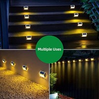 Jsot Solar Lights Outdoor For Deck,Waterproof Solar Powered Steps Light Outdoor Wireless Led Lamp Fence Lighting Walkway Patio Stair Garden Path Rail Backyard Fences Post 8 Pack Warm White