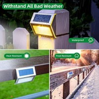 Jsot Solar Lights Outdoor For Deck,Waterproof Solar Powered Steps Light Outdoor Wireless Led Lamp Fence Lighting Walkway Patio Stair Garden Path Rail Backyard Fences Post 8 Pack Warm White