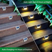 Jsot Solar Lights Outdoor For Deck,Waterproof Solar Powered Steps Light Outdoor Wireless Led Lamp Fence Lighting Walkway Patio Stair Garden Path Rail Backyard Fences Post 8 Pack Warm White