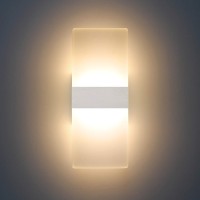 Changm Modern Led Acrylic Wall Sconce Lighting 12W Warm White 2700K Up Down Wall Lamp For Bedroom Corridor Stairs Bathroom Indoor Lighting Fixture Not Dimmable Home Room Decor No Plug(1 Pack)