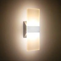 Changm Modern Led Acrylic Wall Sconce Lighting 12W Warm White 2700K Up Down Wall Lamp For Bedroom Corridor Stairs Bathroom Indoor Lighting Fixture Not Dimmable Home Room Decor No Plug(1 Pack)