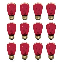 Incandescent S14 Edison Light Bulb, String Light Replacement, 50 Lumens, 2700K Soft White, E26 Medium Base, 130V, Clear (12 Pack)