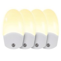 Vive Plug In Night Lights (4-Pk) - Led Nightlight For Wall - Light Sensing Dusk To Dawn Nightlight For Adults, Kids, Baby - For Bedroom, Bathroom, Hallway - Energy Efficient, Compact For Nursery