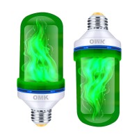 Omk - Christmas Decorations Led Flame Effect Light Bulbs - Newest Upgraded 4 Modes Green Fire Simulated Lamps - Holiday/Christmas Gifts/Indoor/Outdoor Decoration Lights (2Pack)