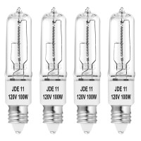 Bluex Bulbs 4-Pack Jde11 120V 100W Halogen Jde11 100W Bulb Warm White 100 Watt T4 E11 Bulb Jd E11 T4 100W For Chandeliers, Pendants, Table Lamps, Cabinet Lighting, Mini-Candelabra Base T4 Bulb