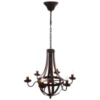 Benzara Bm154669 6 Light Candelabra Iron Chandelier, Brown