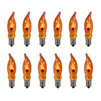 Goothy Orange C18 Flicker Flame String Light Bulbs-1 Watt/120 Volts/ E12 Base(12 Pack)