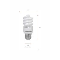 Sylvania Cfl T2 Twist Light Bulb, 60W Equivalent, Efficient 13W, 850 Lumens, Medium Base, 2700K, Soft White - 8 Pack (26363)