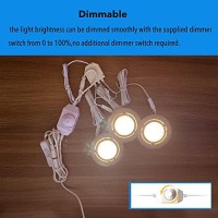 Cabinet Lights Round Puck Light Plug In Recessed Led Light For Kitchen,Shelves,Garage,Office,Desk,Corner,Halogen Retrofit,Under Counter Light Dimmable,6W,480Lm,3000K Warm White,2.5In,3Pcs