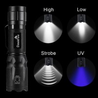 Daskfire 2 In 1 Blacklights Flashlight Uv 395Nm Ultraviolet Torch Light High Lumen For Home Security Outdoor Camping Cycling H