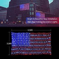 Lyhope American Flag Lights, 390 Led Usa Flag Net Lights 6.56Ft X 3.28Ft Low Voltage Patriotic Christmas Decorative Lights For Independence Day, Yard, Garden, Indoor & Outdoor Decor(Red,White,Blue)