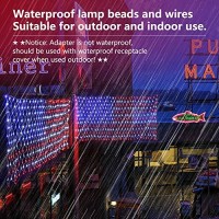 Lyhope American Flag Lights, 390 Led Usa Flag Net Lights 6.56Ft X 3.28Ft Low Voltage Patriotic Christmas Decorative Lights For Independence Day, Yard, Garden, Indoor & Outdoor Decor(Red,White,Blue)