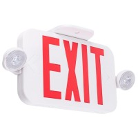 Litpath Led Combo Exit Sign With 2 Adjustable Head Lights And Doube Face Back Up Batteries Us Standard Red Letter Emergency E