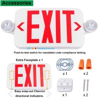 Litpath Led Combo Exit Sign With 2 Adjustable Head Lights And Doube Face Back Up Batteries Us Standard Red Letter Emergency E