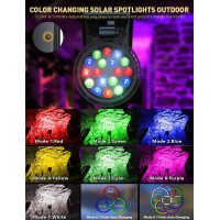 Osord Solar Outdoor Lights 9 Modes Color Changing 18 Led Solar Spot Lights Outdoor Waterproof Spotlight Landscape Lights Solar