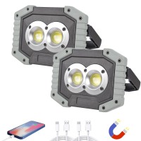 Otyty Work Light Rechargeable, Led Work Light Portable Flood Lights Magnetic Led Light For Outdoor Camping Hiking Emergency Car Repairing Job Site Lighting 2 Pack (W839 Grey)