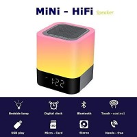 Aisuo Night Light - 5 In 1 Lamp With Bluetooth Speaker, 12/24H Digital Calendar Alarm Clock, Touch Control & Color Dimmable, Support Tf And Sd Card, Room Decor, Music Player, Ideal Gift For Teens.