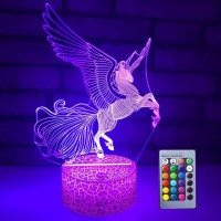 Etongtop 3D Unicorn Night Light For Girls, Unicorn Toys Light 16 Colors Bedside Lamp Touch&Remote Control Birthday Gifts For 2 3 4 5 6 7 8 Year Old Girl And Unicorn Fans (Flying Unicorn)